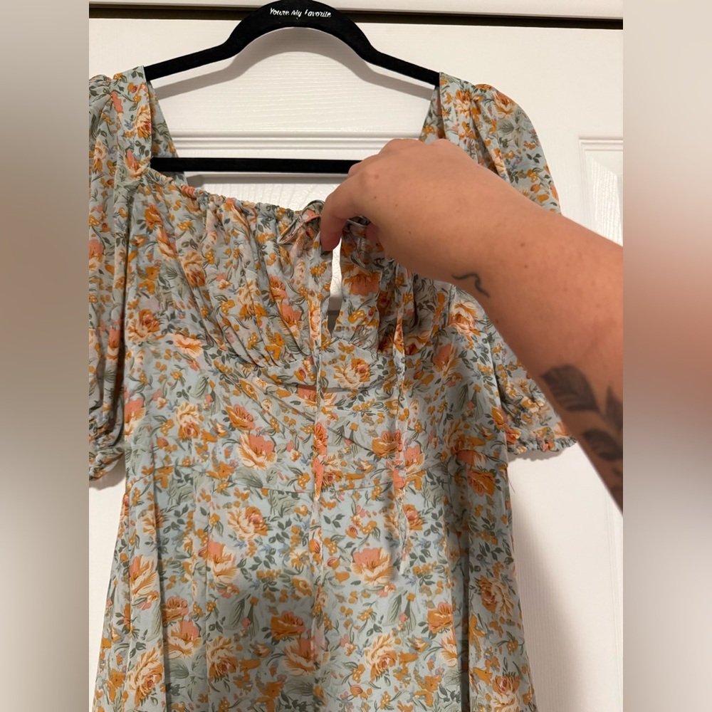 Floral Puff Sleeve Maxi Dress - Picture 2 of 7